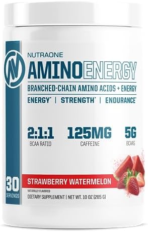 NutraOne Amino Energy BCAA Powder Pre-Workout Supplement with Caffeine Branched Chain Amino Acids to Help Fuel and Recover* (Strawberry Watermelon