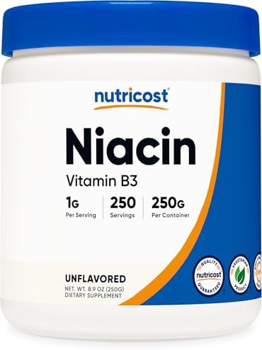 Nutricost Niacin (Vitamin B3) Powder 250 Grams, May Cause Flush | 1 g Per Serving