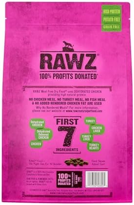 Rawz Dehydrated Chicken, Turkey & Chicken Recipe Natural Meal Free Dry Cat Food (3.5 Pound (Pack of 1), Chicken & Turkey)