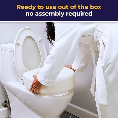 AquaSense 4-Inch Portable Toilet Seat Riser, Elevated Seat for Seniors | Elevated Seat Offers Easy Installation and Sturdy