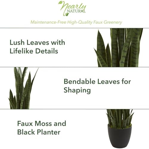 Nearly Natural 48 in Artificial Sansevieria Snake Plant with Pot