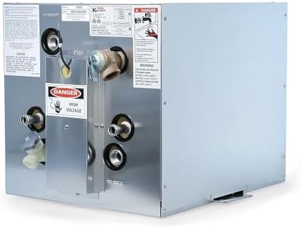 Kuuma 11810 6-Gallon Water Heater, Consistent Hot Water for Boats, Marine Aluminum Tank with Efficient Heat Exchanger, 120V, Gray