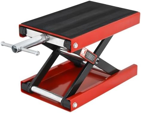 Motorcycle Lift 1100 LB Capacity Wide Deck Motorcycle Center Scissor Lift Jack Hoist Stand for Street Bikes Cruisers Touring Motorcycles Scooter ATVs