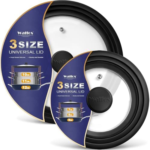 Universal Lid for Pots, Pans and Skillets - Tempered Glass with Heat Resistant Silicone Rim, Fits 10", 11" and 12" Diameter Cookware, Round