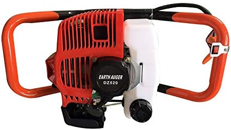 52CC Auger Post Hole Digger 2-Stroke Gas Powered Earth Auger Digger 1700W Gasoline Garden Fence Plant Soil Digging Tool with 3pcs Drill Bit Set and