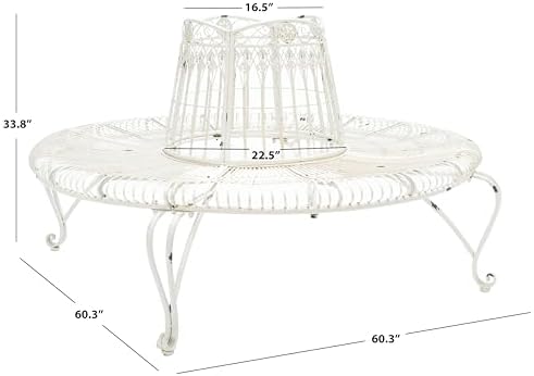 SAFAVIEH Outdoor - Ally Iron Tree Bench - Rustic Brown Iron Metal - Curved Scrollwork Garden Design - Ideal for Patio, Deck, Porch, Garden, 17.5" Seat Height (PAT5019A)