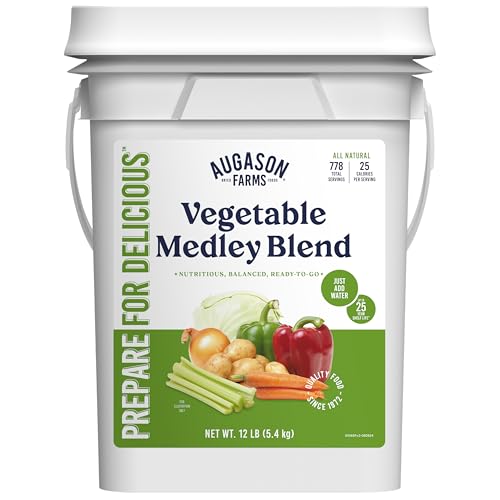 Augason Farms Vegetable Medley Blend Can | 131 Servings, Dehydrated Mixed Veggies, Gluten Free Emergency Food Supply with Long Shelf Life for Survival
