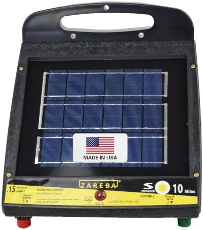 Zareba 10 Mile Solar Powered Low Impedance Electric Fence Charger | Contain Cattle, Horses, Goats, & Livestock, 0.15 Output Joules
