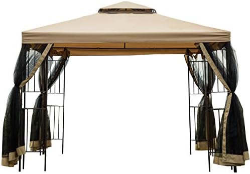 Sunnyglade Garden Gazebo 10' x 10' Patio Backyard Double Roof Vented Gazebo Canopy