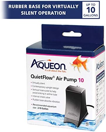 Aqueon QuietFlow Aquarium Air Pump 10, For 2-10 Gallon Tanks, Black
