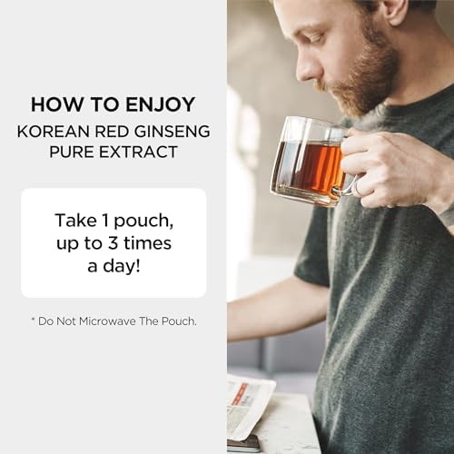 Jung Kwan Jang Korean Ginseng Pure Extract Cut - Immnue Support 30 Pouches | Sorted By Root Grade: Earth, Good & Cut, Korean Red Panax Ginseng, Ready-To-Consume Packet Supplement Drinks for Men & Women