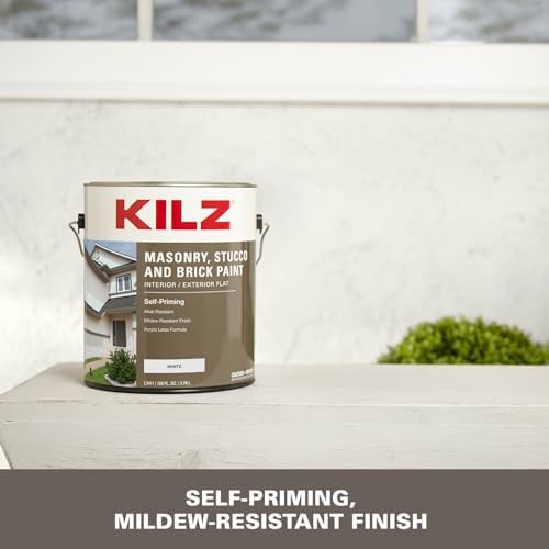 KILZ Self-Priming Masonry, Stucco and Brick Paint, GRAY, 1 Gallon