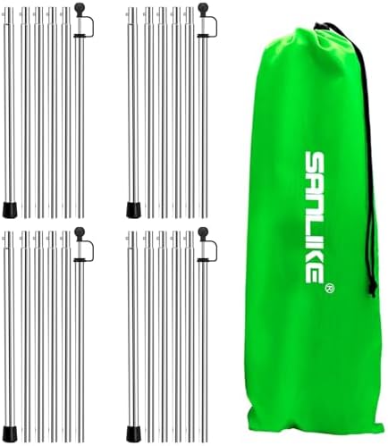 SANLIKE 2 Sets Tarp Poles 95in Telescoping Stainless Steel Tent Poles