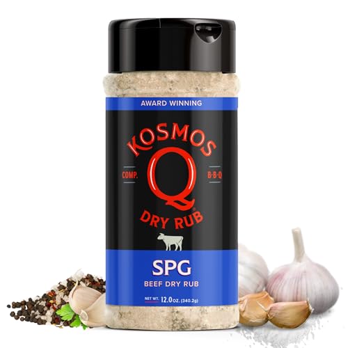 Kosmos Q SPG BBQ Dry Rub, Bold Salt Pepper Garlic Blend with Organic Cane Sugar, BBQ Seasoning for Brisket, Chicken, Steak, Ribs, Pork