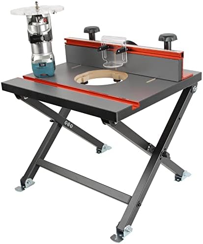 O’SKOOL Foldable Benchtop Trim Router Table with Adjustable Stand | Portable Benchtop Routing With Fold-Flat Storage And Pre-Drilled Fit For