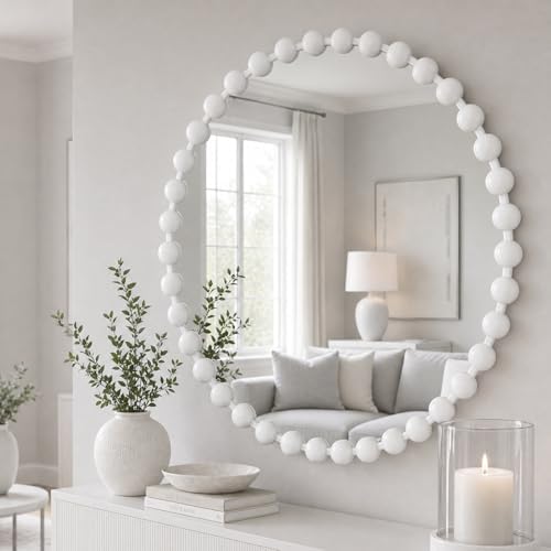 Madison Park Round Mirror, Metal Frame Circle Mirror 27 inch, Wall Art Decor Mounted Hanging for Entryway, Bathroom, hallway, Living Room, Vanity
