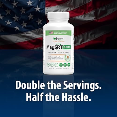 Jigsaw Health MagSRT | Magnesium Supplement with Vitamin B6, Folate & B12 | 240 Tablets | 60 Servings