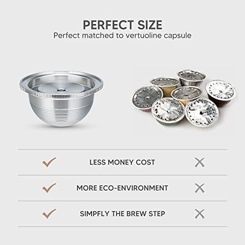 Stainless Steel Reusable Coffee Capsule, Metal Refillable Coffee Pod Brewing Espresso 70ML/2.40Z(SMALL), Compatible with N-espresso Ver-tuoPlus XN903/XN900 / Vertuo-line GCA1/ENV135/ENV150