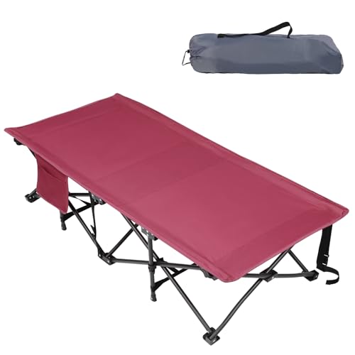 REDCAMP Extra Long Kids Cot for Camping 2-7 Years, Portable Travel Toddler Cot Bed with Carry Bag, Lightweight for Outdoor Indoor Home, Blue 53''x26''