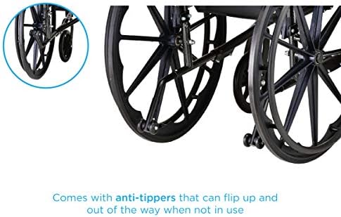 NOVA Lightweight Wheelchair with Flip Up Desk Arms (for Easy Transfer), Adjustable & Easy Release Footrests, Safety Anti-Tippers, Choose from 3 Seat Widths - 16”, 18”& 20”, Weighs only 32 lbs.