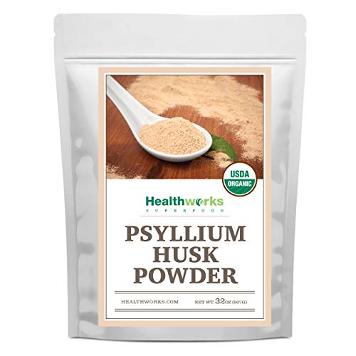 Healthworks Superfoods Organic Psyllium Husk Powder 2 lb Keto Soluble Fiber | Organic, Powder, 1 lb, Soluble Fiber, Digestive Support, Keto, Non-GMO, Vegan, For Gut Health, Prebiotic, Gluten-Free, Paleo