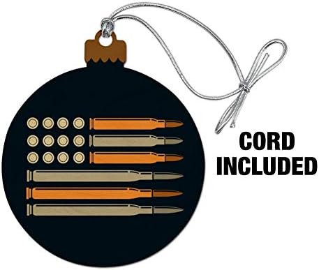 American Flag Bullets Guns USA Second 2nd Amendment Wood Christmas Tree