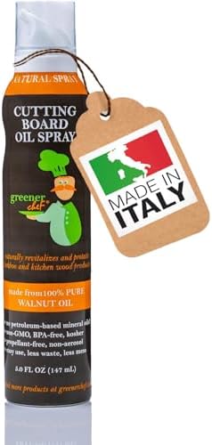 Greener Chef Non Toxic Cutting Board Oil - Innovative Spray for No Mess and Less Waste - Pure Italian Walnut Oil Conditioner for Wood Butcher Blocks