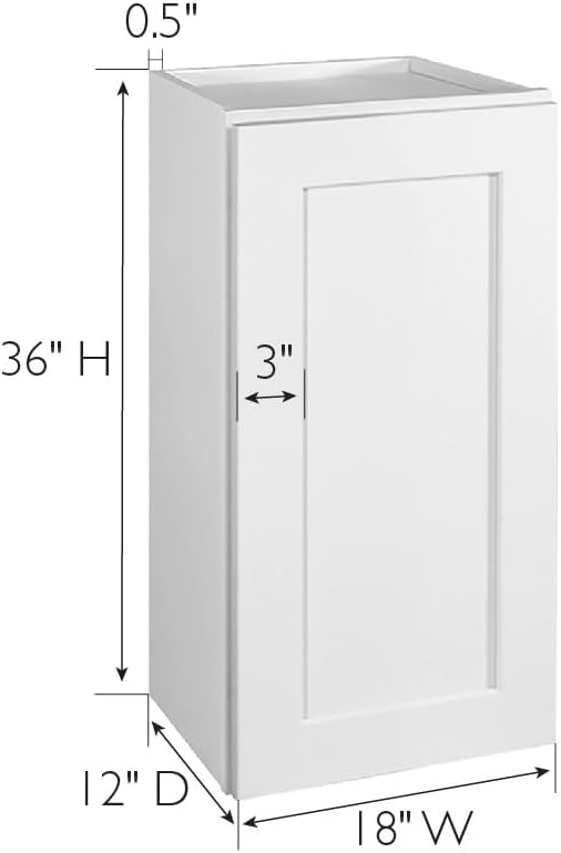 Design House Brookings Kitchen Wall Cabinet, 12", White | Adjustable Shelves, Adjustable Hinges, Wall Mount, Contemporary/Modern, Wood, Kitchen, 561530