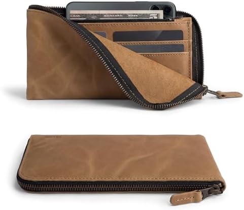 Hide & Drink, Leather Long Zippered Wallet, Holds Up to 8 Cards Plus Coins And Flat Bills, Phone Holder, Travel Essentials, Handmade (Bourbon Brown)