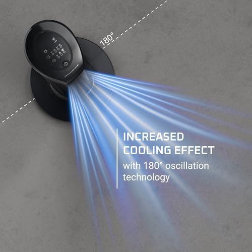 Rowenta, Desk Fan, Turbo Silence Table Fan with Remote, 18 Inches, Ultra Quiet Fan for Bedroom, Oscillating, Portable, 5 Speeds, Black, Indoor, VU2660