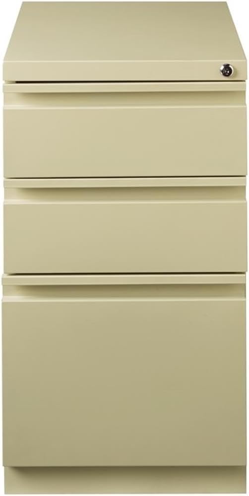 Pemberly Row 3 Drawers 27.75" Vertical White Metal Filing Cabinet Lockable Pre-Assembled Stationary Letter Size for Home, Office