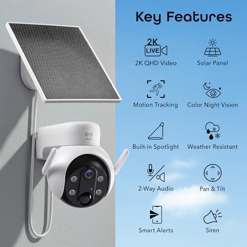 Geeni Insight 3MP Smart PTZ Solar Security Camera – Auto-Follow Motion Tracking, 2K HD Wire-Free Outdoor WiFi Camera with 3W External Solar Panel