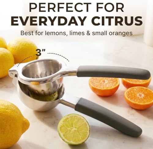 Large Lemon Squeezer Stainless Steel Press - Non-Slip Grip, Heavy Duty, Manual Design - Effortless Pro-Grade Lemon, Lime, Orange
