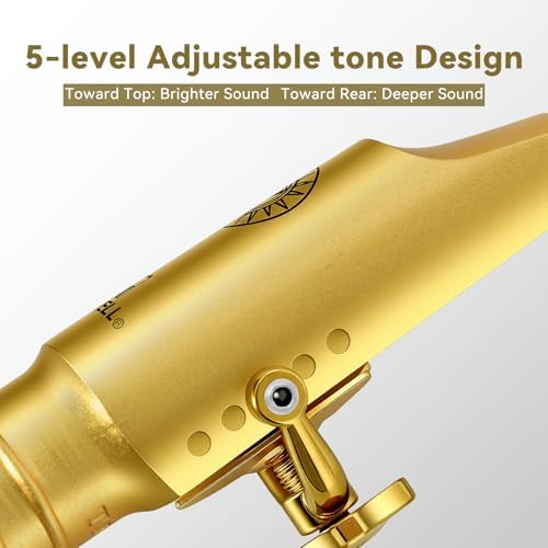 ROWELL Tenor Saxophone Metal Mouthpiece Jazz Sax Mouthpiece- 5-Level Adjustable Ligature & Protective Cap Full Tone for Jazz & Concert Band