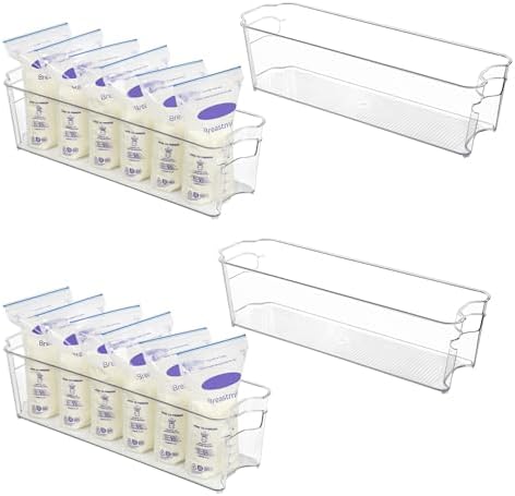 Vtopmart 4Pcs Clear Breastmilk Storage Bags Container in Freezer Fridge