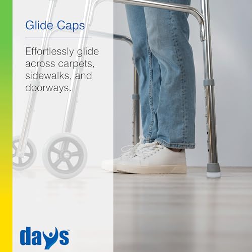 Days Walker Glide Caps, Pack of 4, Tips for Days Walkers to Help Smoothly Walk on Indoor or Flat Outdoor Surfaces or Carpet