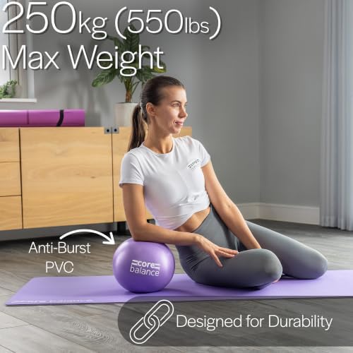 Core Balance 9 Inch Anti Burst Pilates Ball - Mini Exercise Ball for Yoga, Barre, Stretching and Core Stability Workout