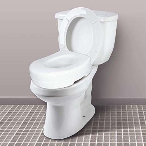 Carex Toilet Seat Riser, Adds 5 Inches of Height, Elevated and Raised Toilet Seat with 300 lbs Capacity, Standard Riser for Elderly and Handicap