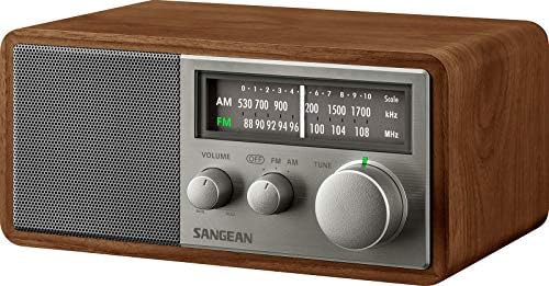 Sangean SG-116 AM/FM Analog Wooden Cabinet Receiver, Walnut-Silver