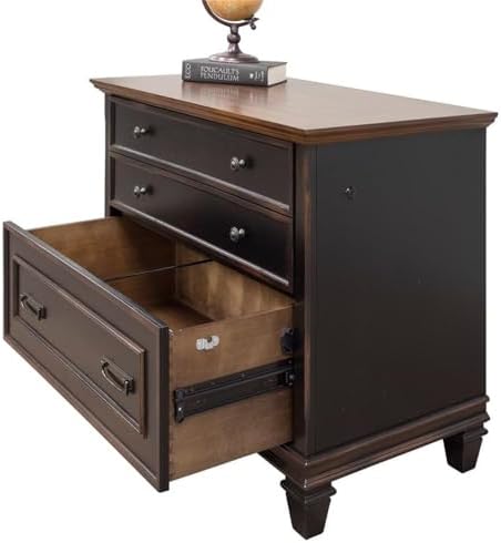 Hartford Wood Lateral File With Locking Legal/Letter File Drawer Black