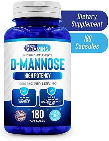 D-Mannose 1000mg - 180 Veggie Capsules - D Mannose Supplements for Women | Cranberry D-Mannose Helps Support Bladder & Urinary Tract Health - 180