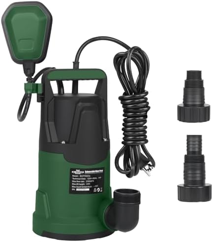 4200GPH 1HP Submersible Sump Pump with Automatic Float Switch | LAZYLAND, Clean Water Pump for Pool, Pond, Garden, Flooded Cellar, Aquarium and Irrigation (Green)