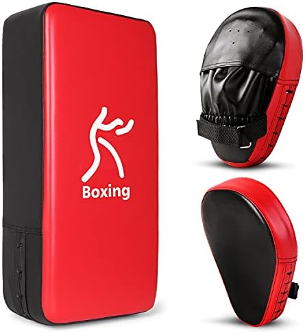 Odoland Punching Mitts Kick Pack Set, Boxing Mitts Focus Pads, Taewondo Kick Pad, Great for Boxing, Kickboxing, Karate, Muay Thai, MMA Training
