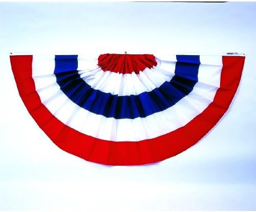 Annin Flagmakers 971067 3 ft. X 6 ft. Large Pre-Pleated Fan Bunting Decoration with Stripes. Fade Resistant NYL-Glo.