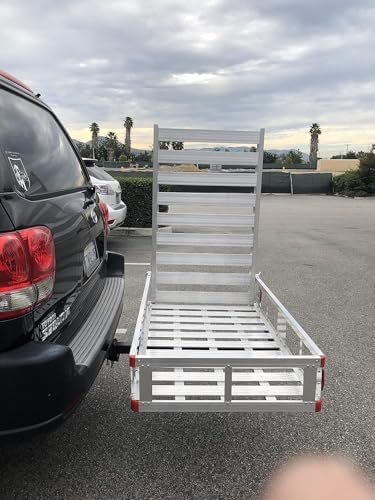 MaxxHaul 80779 Aluminum Hitch Mount Wheelchair/Mobility Carrier – 50" x 29.5" Cargo Basket with High Side Rails & 47" Ramp – Fits 2" Receiver