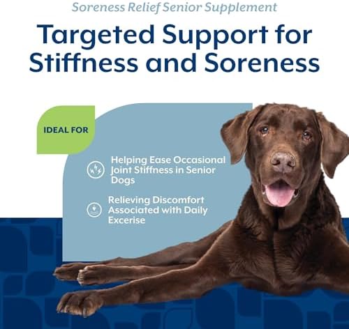 NaturVet Soreness Relief Senior Supplements for Dogs, Hickory Smoked Bacon Flavor, 60 Chewable Tablets