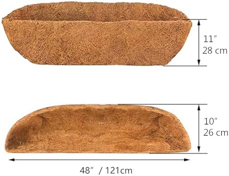 2pcs Trough Coco Liner 36 inch Wall Planter Replaceable Coco Liner for Window Box, Fence Flower Baskets