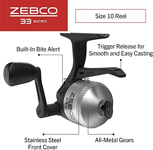Zebco 33 Micro Spincast Reel and 2-Piece Fishing Rod Combo, 4.5-Foot Rod with Bonus Tackle Pack, QuickSet Anti-Reverse Fishing Reel with Bite Alert