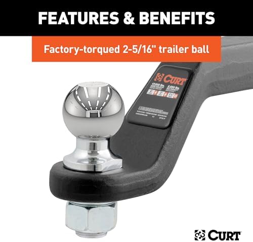 CURT 45332 Trailer Hitch Ball Mount with 2-5/16-Inch Trailer Ball & Hitch Pin, Fits 2-Inch Receiver, 15,000 lbs. GTW, 4-Inch Drop