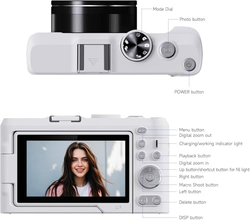4K Digital Camera for Photography, 3" 180° Flip Screen with 64GB Card | 50MP Vlogging Camera, 4K Video Recording, 18X Digital Zoom, Built-In Flash, Compact Travel Size, Great For Teens & Beginner